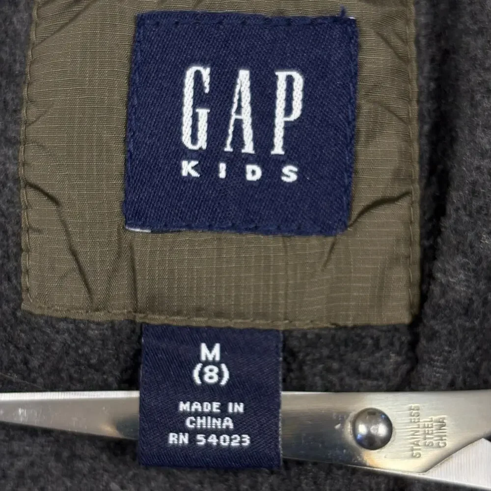 Gap Kids Down Puffer Jacket Boys M(8) Olive Green Ski Coat Utility Vintage Y2K
